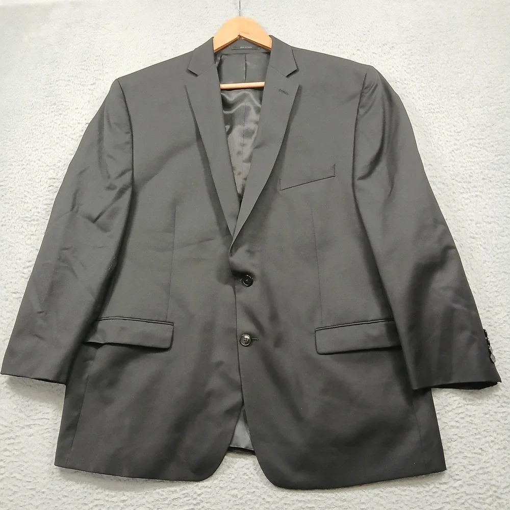 Calvin‎ Klein Blazer Mens 48R Charcoal Gray 100% Wool Two Button Jacket
